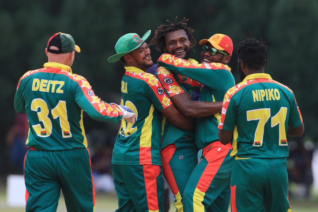 Challenge League: Nipiko's Vanuatu players celebrate after dismissing Virandeep Singh of Malaysia | Live cricket calendar
