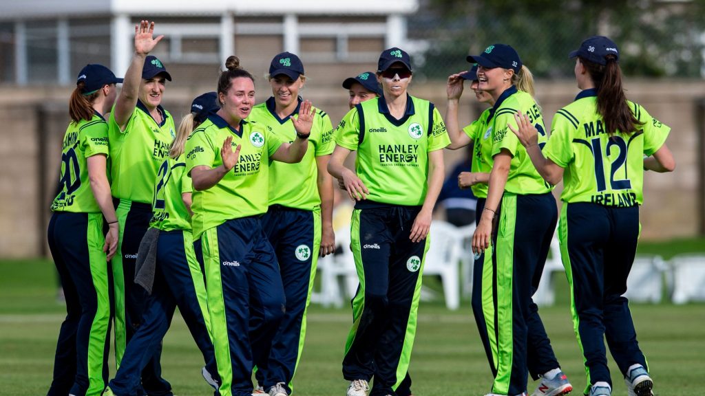Ireland women celebrate a wicket
