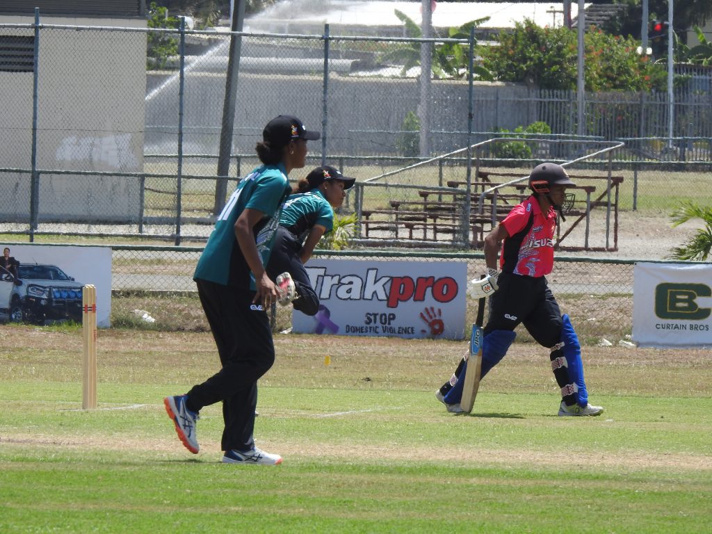 Photo from day one of the Women’s Isuzu National Cup as the Isuzu Pink bat first (Photo: Cricket PNG)