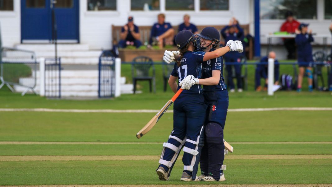 Kathryn and Sarah Bryce celebrate for Scotland