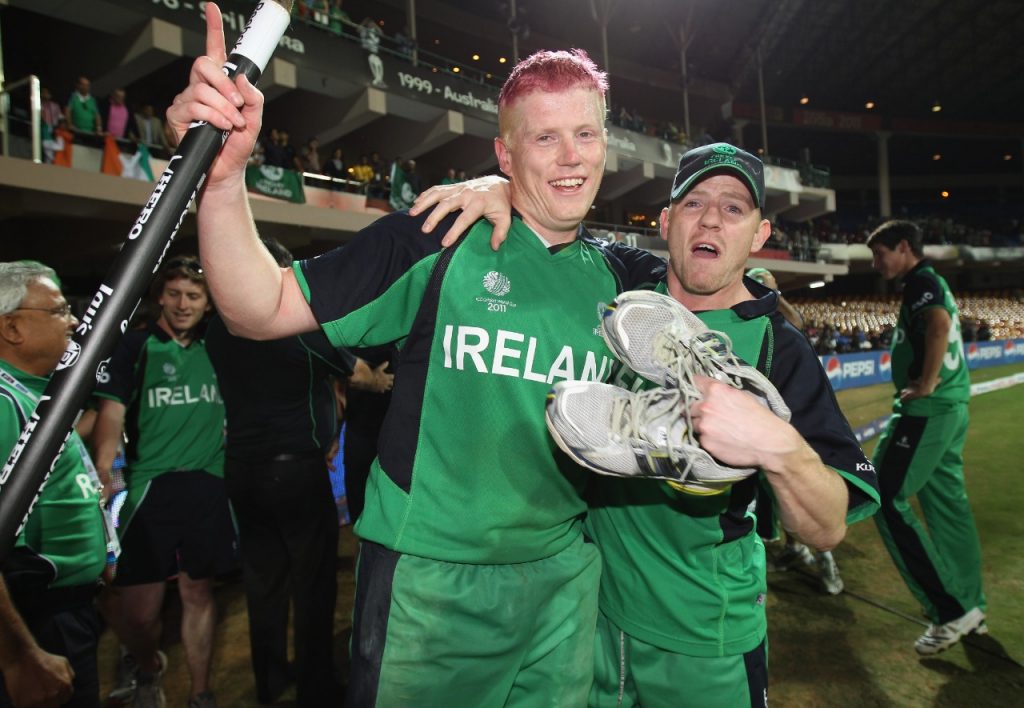 Niall with Kevin O'Brien celebrating their victory.