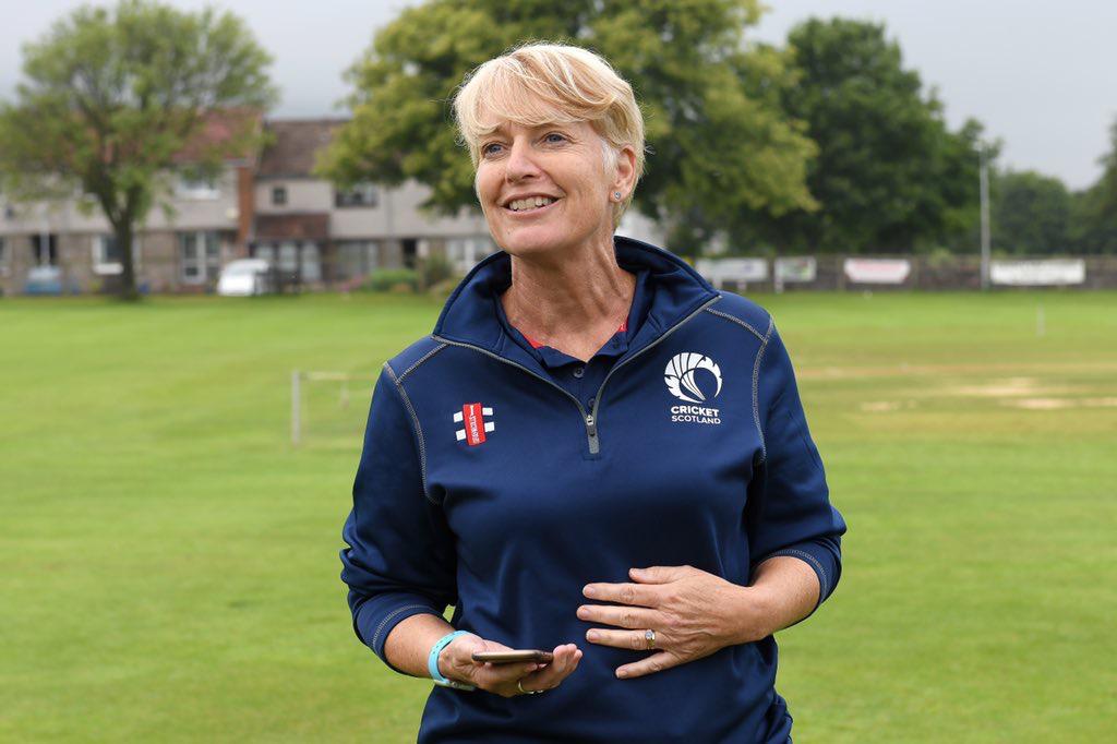 Sue Strachan in Cricket Scotland jumper
