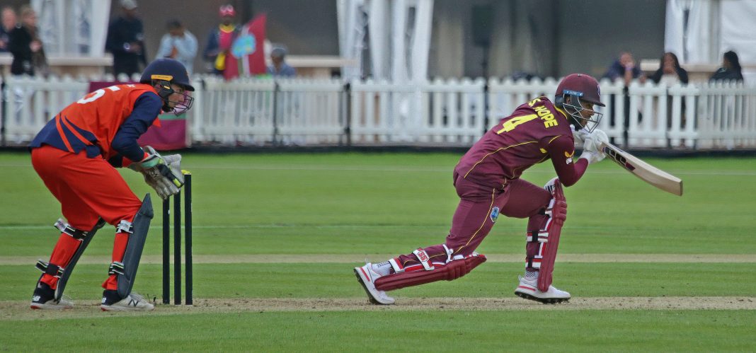Shai Hope pushes into the covers. Pic: Sander Tholen