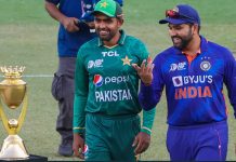 Rohit Sharma and Babar Azam pose with the Asia Cup Trophy