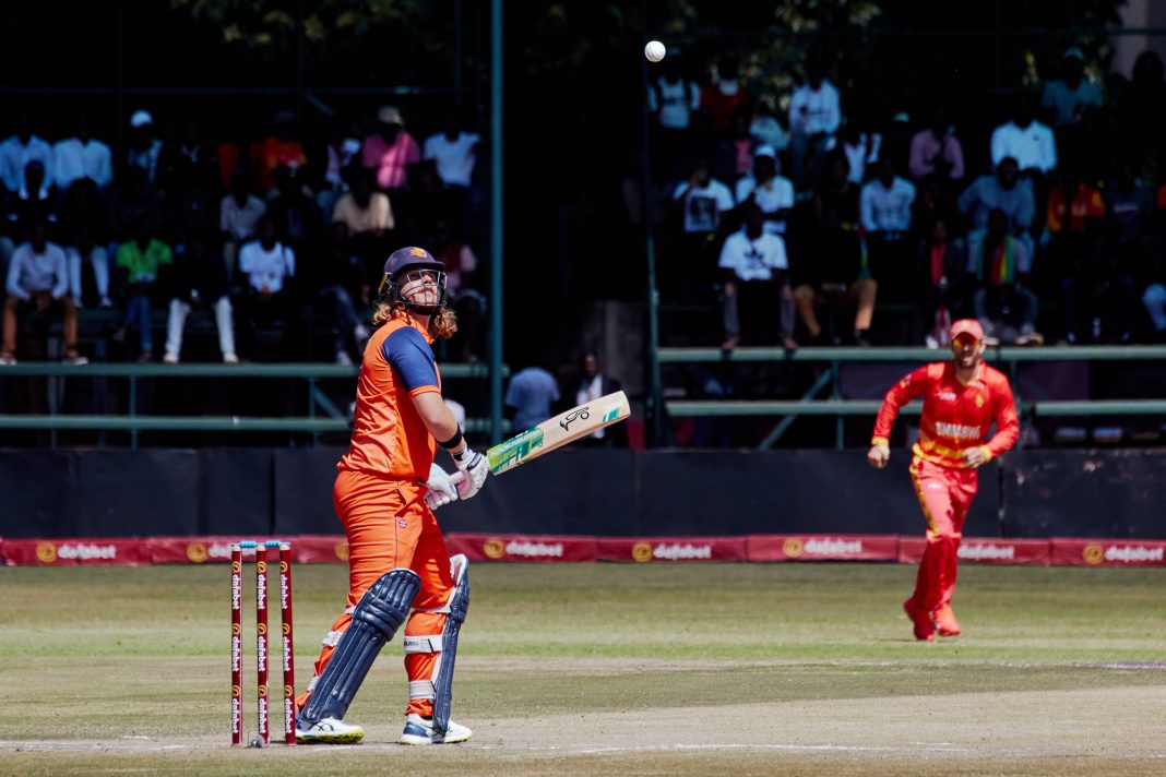 Max O'Dowd bats for Netherlands against Zimbabwe