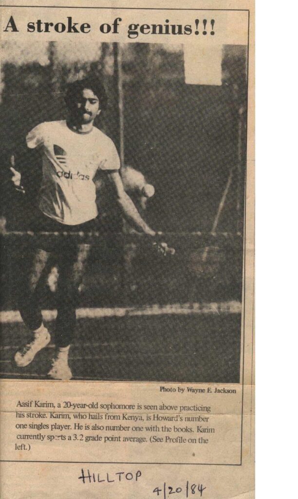 A 1984 news photo of Aasif Karim playing Tennis (Photo: Facebook)