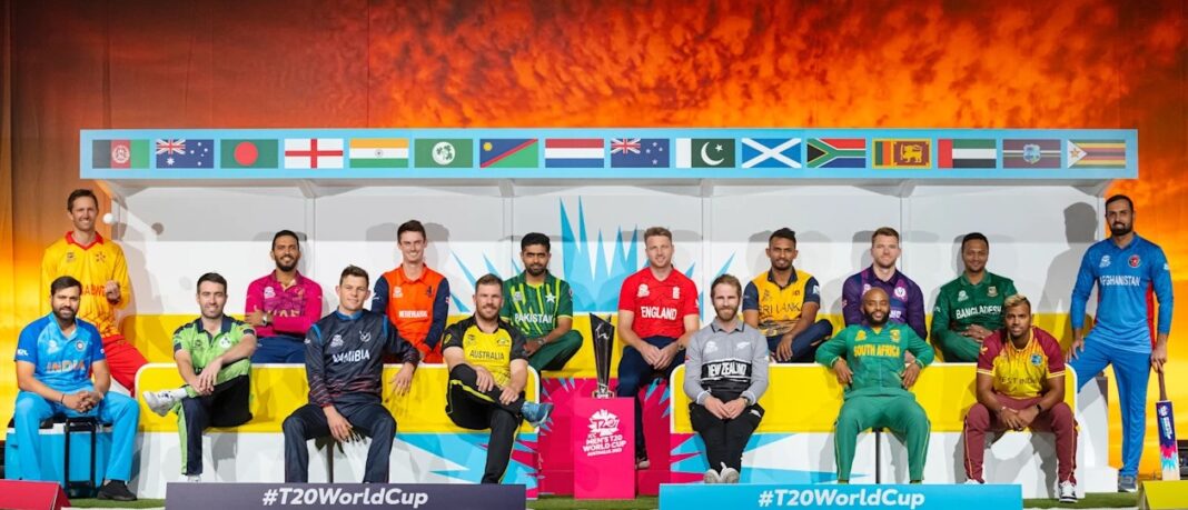 Captains pose with trophy, 2026 ICC Men's T20 World Cup (Photo: ICC)